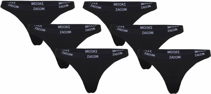 Zaccini Dames 6-pack: String - Zwart