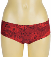 J&C Dames Naadloze Hipster: Rood met motief J&C Dames Naadloze Hipster: Rood met motief