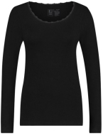 RJ Thermo Dames Shirt Lange Mouw Kant - Zwart